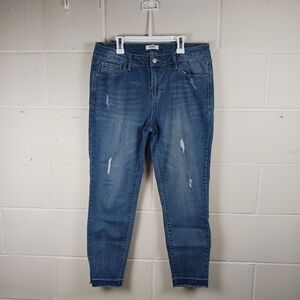 Kensie Mid Rise Skinny Ankle Raw Hem Jeans Womens Sz‎ 10/30 Distressed Stretch